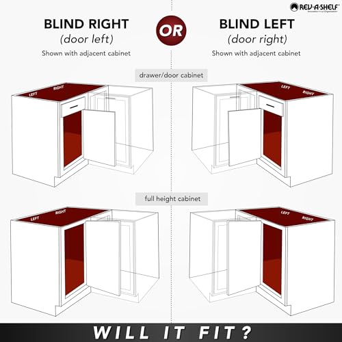 Rev-A-Shelf 32" Dual Shelf Half Moon Lazy Susan Organizer for Blind Corner Kitchen Cabinets, Pull Out Turntable Storage Trays, Wood, 4WLS882-32-570