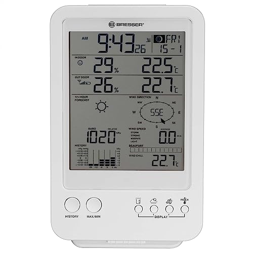 Foto von Bresser Wetterstation Wettervorhersage Funkwetterstation mit Außensensor Wetter Center 5-in-1, Weiß