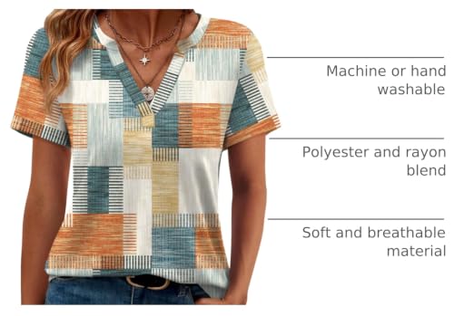 Image of WEESO Womens Tops Summer Short Sleeve V Neck Blouses Business Casual Loose Fit Tshirts Trendy Fashion Outfits