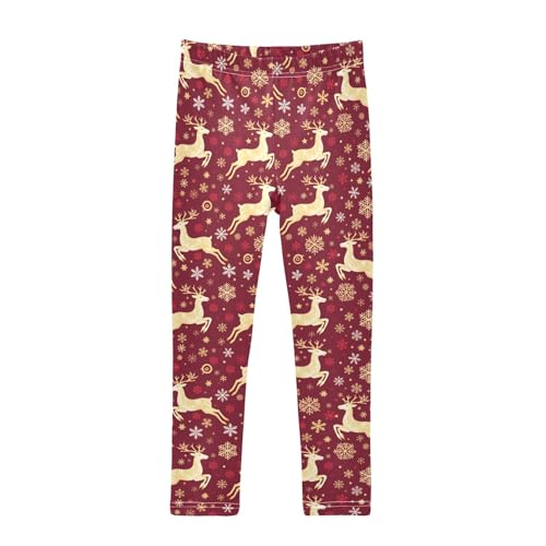 senya Girls Printed Leggings Yoga Pants Snowflake Deer Pattern for Kids in 4t to 10 Years, 4T