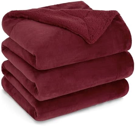 BEDSURE Sherpa Kuscheldecke Flauschig 220x240 - Sofadecke, Rot | Dicke Wolldecke, Weich Tagesdecke, Geschenke für Frauen, Warm Wohndecke für Couch, Schlafzimmer & Wohnzimmer,Waschb