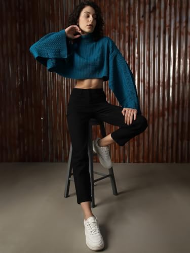 Image of High Star Women Acrylic Knitted Boxy Fit Turtle Neck Full Sleeves Sweaters 52