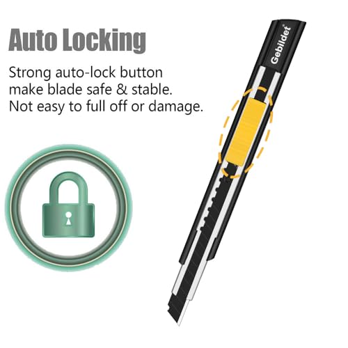 Image of Gebildet 5pcs Right and Left Hand Self-Lock Cutter /9mm Snap Off Blades /60 Blade /Utility Knife /Graphic Knife (Black Holder)