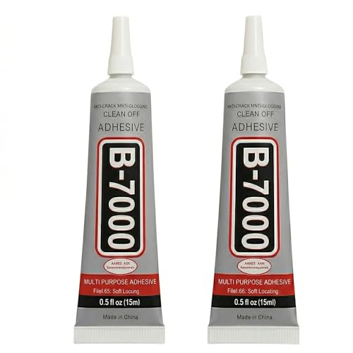 B-7000 Super Glue 2PCS Industrial Strength Adhesive Bedazzling Glue for Rhinestones Jewelry Fabric Phone Repair Crafts Clear Multipurpose B7000 Glue (2x15ml)