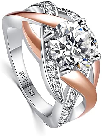 SOUHAIT 1.5-2.5CT Personalized Unique Anniversary Rings for Women 5A D Color Round Brilliant Diamond 925 Sterling Silver Infinity Halo Engagement Ring