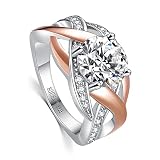 SOUHAIT 1.5-2.5CT Personalized Unique Anniversary Rings for Women 5A D Color Round Brilliant Diamond