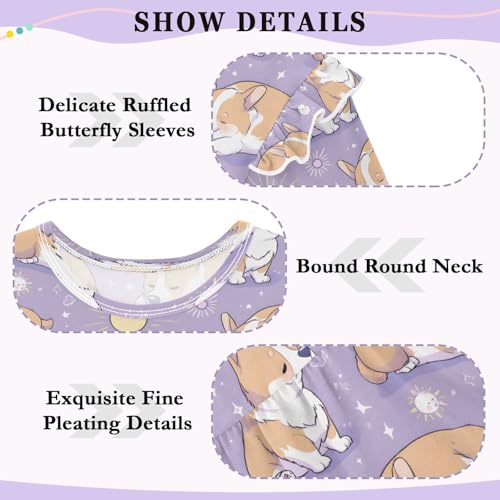 Cute Puppy Sun Girls Shirts Cotton Long Sleeve Ruffle Toddler Tee Tops 6