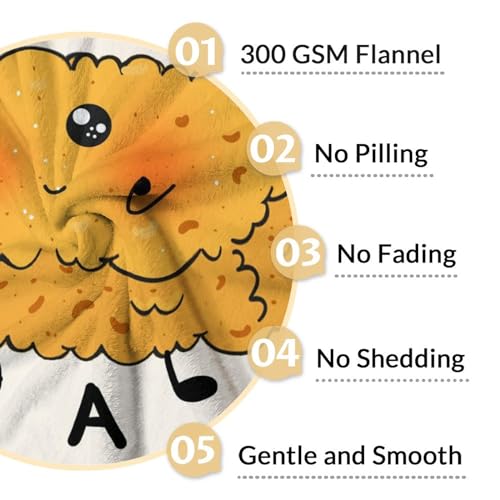 Mercuryelf Chicken Nugget Blanket - Soft, Fuzzy & Warm - 50x60 Inches Flannel Throw Blankets for Living Room, Sofa - Beige Cute Throws Gift for Teens