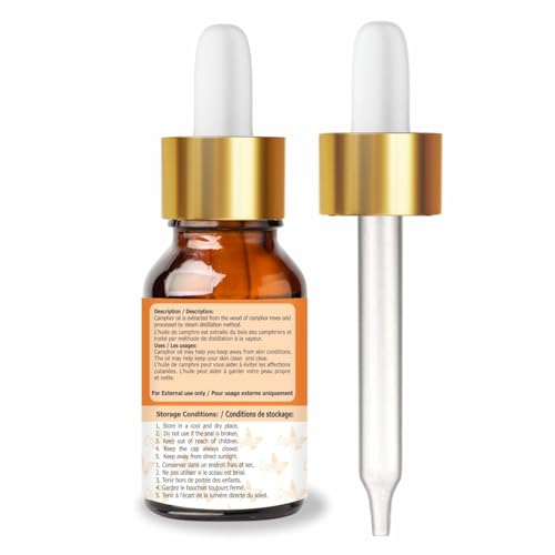 Image of Crysalis Camphor (Cinnamomum Camphora) Oil,100% Pure & Natural Undiluted Essential Oil Organic Standard For Skin & Hair Care-15ML With Dropper