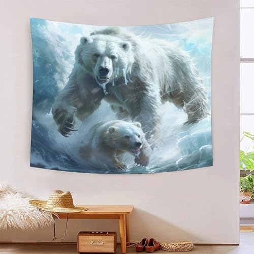 Poster mural ours 3D et couverture murale suspendue en tissu polyester