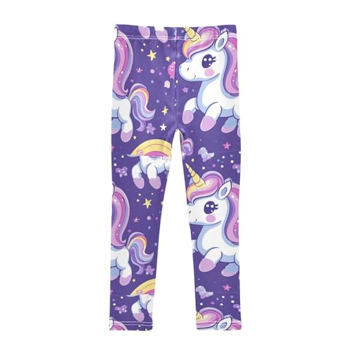 Unicorns Rainbow Star Pattern Girls Leggings Kids Yoga Pants Dance Active Tights 4T2