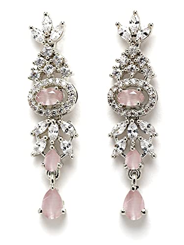 Image of Karatcart Silver Toned American Diamond Studded Jewellery Set for Women