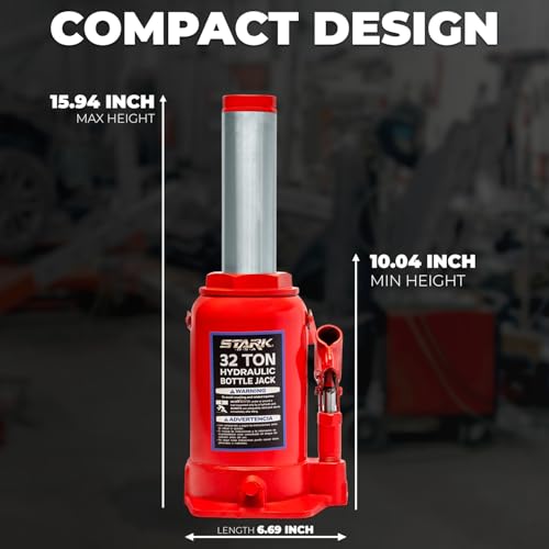 Image of XtremepowerUS 32 Ton Hydraulic Bottle Jack, Low Profile Heavy-Duty Car Jack for Trucks, SUVs, RVs, Trailers, Farm Equipment, Automotive Repair & Garage Use, Red
