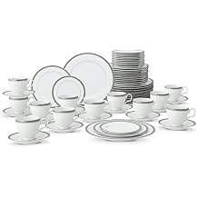 Noritake Charlotta Platinum 60-Piece Value Set, Service for 12 in White