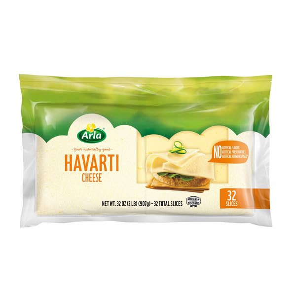 Havarti Cheese Slices, No Preservatives or Hormones Used; No GMO Ingredients; No Artificial Flavors. 2 lbs