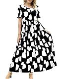 YESNO Women Dresses Casual Plus Size Bohemian Short Sleeve Floral Long Maxi Summer Beach Swing Dress/Pockets 2XL EJFUK CR162