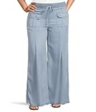 XCVI Loen Pants - Pants for Women - Regular Fit - Wide Leg Silhouette - Raw Hem - Drawstring Waistband Pacific LG (Women's 12-14) One Size