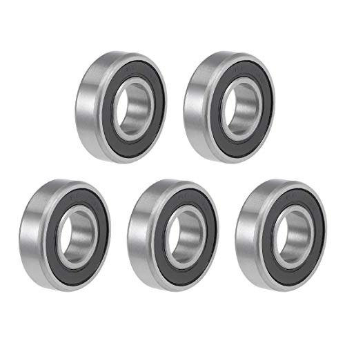 sourcing map R8RS Deep Groove Ball Bearings Z2 1/2 X 1-1/8 X 5/16inch Double Sealed Carbon Steel 5pcs