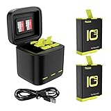 ◀ El kit de cargador y baterías TELESIN de 3 paquetes es totalmente compatible con GoPro Hero 9 Black Hero 10 Edition original. Nota: No quite la cinta negra de la parte superior de la batería, es para sacar la batería fácilmente del cargador.
