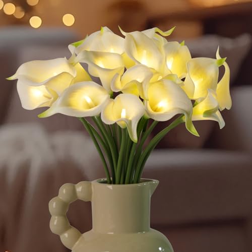 20pcs Artificial Calla Lily Bouquet Lamp Faux Floarl Night Light ...