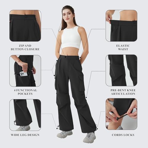 Women’s Hiking Pants Wide Leg Cargo Pants Quick Dry Lightweight Water-Resistant Travel Casual Trousers with 4 Pockets4