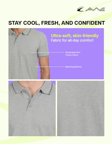 Image of AWG ALL WEATHER GEAR Rich Cotton Polo T-Shirt | Half Sleeve Classic Fit | Soft Breathable Solid Tee | Casual & Office Wear | Comfortable Everyday Cotton Polo | Mens Tshirts
