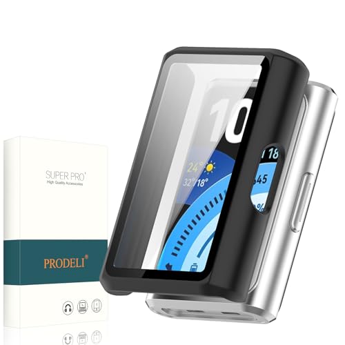 PRODELI For HUAWEI Band 11 Pro ��p �P�[�X+�K���X�t�C���� �L�Y�h�~ ��̌^�J�o�[ PC+�K���X �y�� ���t���ȒP huawei band 11 pro �p �J�o�[ �i�u���b�N�j