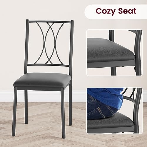 GAOMON Dining Table Set for 4, Rectangle Kitchen Table with 4 Upholstered Chairs Set for 4, 5-Piece Compact Apartment Kitchen & Dining Room Set Furniture for Small Spaces, Space-Saving, Rustic Gray