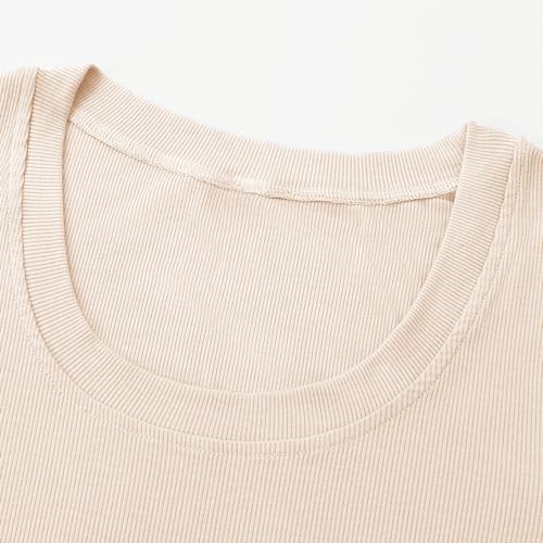 Chulianyouhuo Women's Short Sleeve Scoop Neck Ribbed Knit Fitted Casual Tops Tee Summer Slim Basic Shirts2