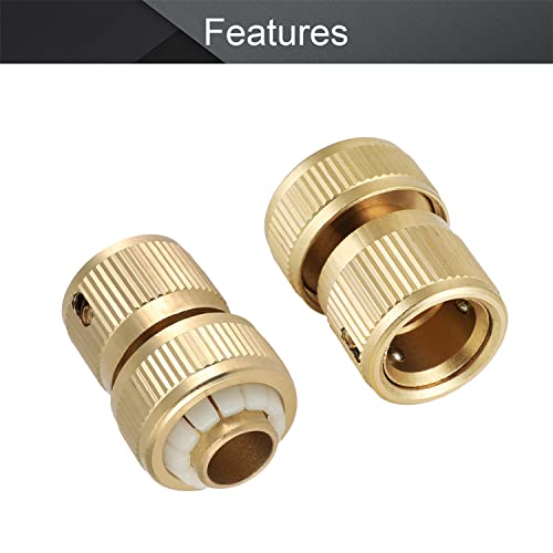Othmro 5/8" Brass Quick Connectors Adapters Garden Hose Fittings 2pcs, Gold, 5/8 2pcs - Image 3