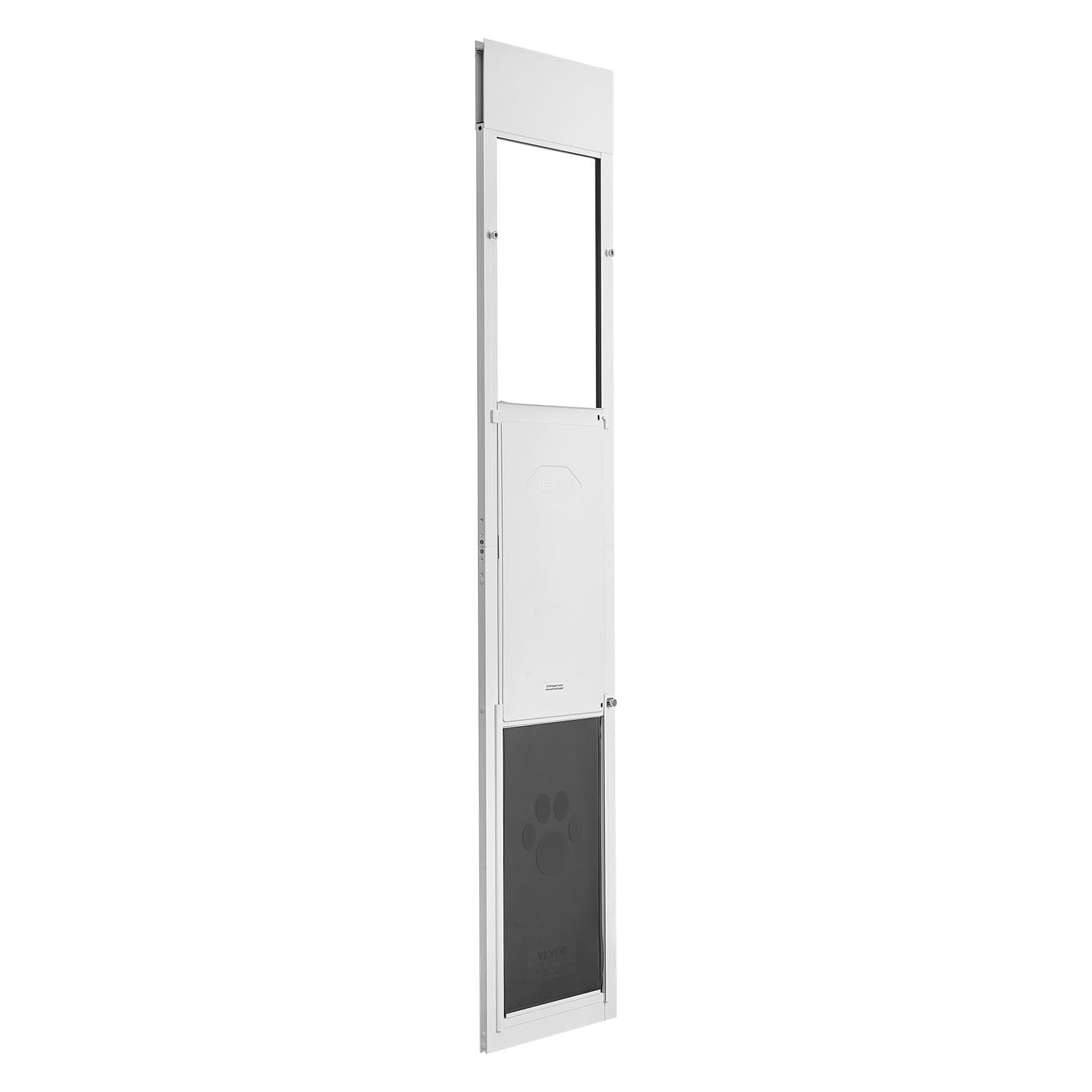 VEVOR Puerta Corrediza de Vidrio con Entrada para Perros, Altura Ajustable de 1927 a 2049 mm, Marco de Aleación de Aluminio, Puerta para Mascota 34,6 x 60 cm de 3 Capas, Compatible con Perros Grandes