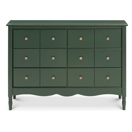 Image of Namesake Liberty 6-Drawer Assembled Dresser in Forest Green | 2 Sets of Knobs