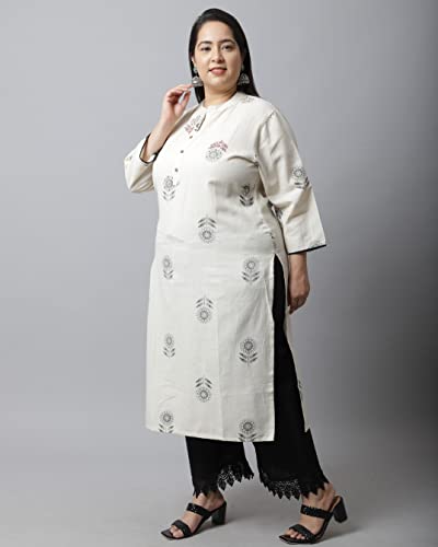 Image of Rajnandini Women's Cotton Regular Fit Jaipuri Printed Kurti (JOPLJPR10X)