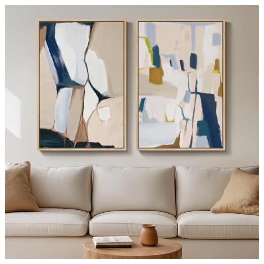 Set of 2 Large Framed Abstract Art