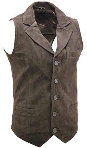 Infinity Men’s Smooth Goat Suede Classic Smart Brown Leather Waistcoat2