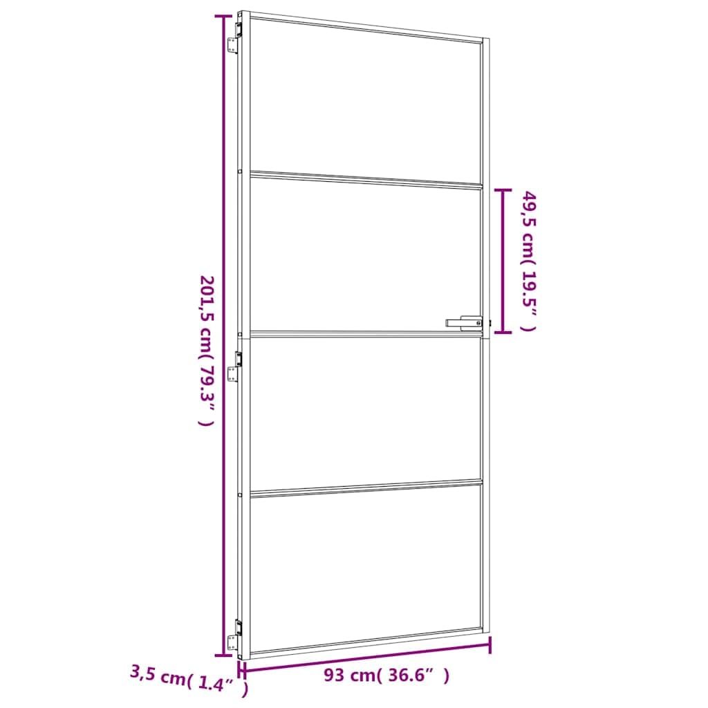 vidaXL Porte Intérieure Mince Moderne, Vitrée pour Chambre et Salle de Bain, Doré 93x201,5 cm Verre Trempé Aluminium