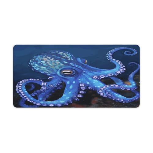 Blue Octopus Desk Mat No Resbalante Grande 60x30 cm