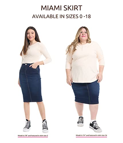 Esteez Blue Jean Skirt For Women - Women's Denim Skirts - Knee Length Skirts For Women - Modest Denim Skirts For Women Midi Length - Midi Denim Skirt - Miami (Ex802146 Blue 14) #TOP4