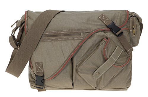Preisvergleich Produktbild ELEPHANT Kuriertasche SAHARA Laptoptasche Canvas Tasche Notebookmaß 39x28 cm Schultertasche / OLIV