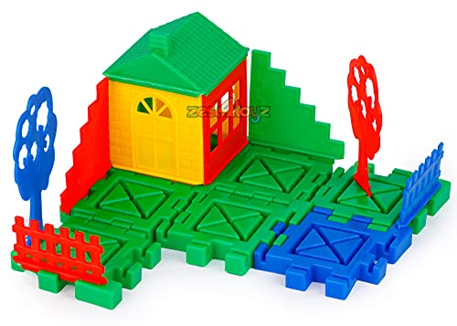 Image of Zest 4 Toyz Blocks Toy for Kids DIY Big Size Interlocking House Building Block with Trees & Window Set of 40 Pcs (Multi Color)