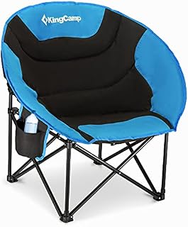 KingCamp Moon Chair Camping Folding Garden Chairs Heavy Duty Padded Camping Chair With Cup Holder