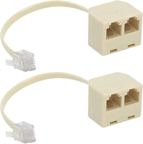Miniatura 1 de Uvital Divisores de teléfono bidireccionales, macho a 2 hembras, cable convertidor RJ11 6P4C, adaptador de pared de teléfono y separador para línea