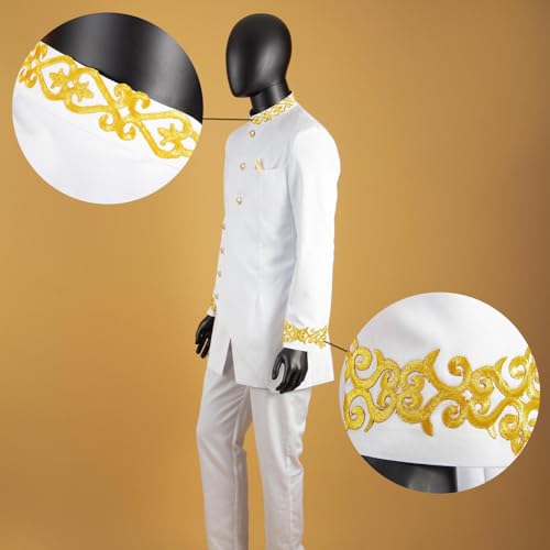 African Slim Fit Men's Suit Formal Suit Wedding Wear Gold Printed Jacket and Pants 2 Piece Set4