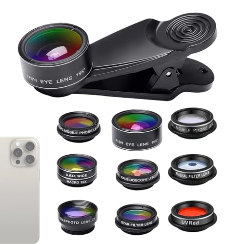 Kit de lente de cámara para smartphone 10 en 1 con teleobjetivo y macro 20X