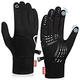 Winter Thermo Handschuhe Herren Damen Warme Winddichte rutschfeste Touchscreen Leichte Sport Laufen Joggen Fahrrad Radfahren Outdoor Schwarz (XL, TM01)