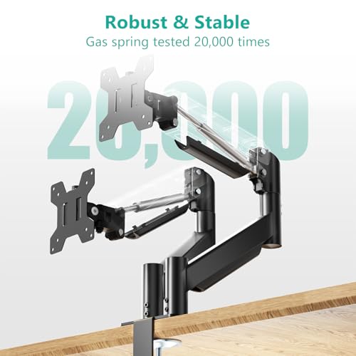 Image of WALI Dual Monitor Mount for 17-32 inch Screens, Dual Monitor Arms for 2 Monitors Holds 19.8 lbs, Adjustable Gas Spring Dual Monitor Stand for Desk, VESA Mount 75x75 /100x100mm (GSMP002), Black