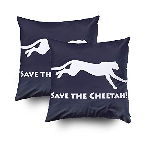 Shorping Lot de 2 housses de coussin avec fermeture éclair - 40,6 x 40,6 cm - Save The Cheetah - Pour la maison, le canapé, la literie