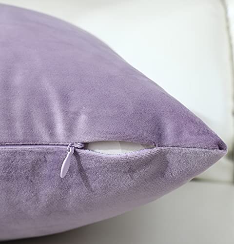 Mixeoo Comfy Lavender Throw Pillow Covers Decorative Square Solid Thick Velvet Super Soft Cushion Cases Home Decor For Sofa Couch Living Room Chair, Set Of 2, 18 X 18 Inch #TOP3