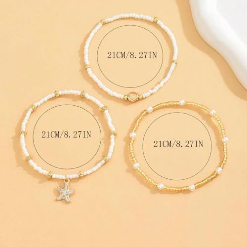 Image of YANCHUN Shell Anklets for Women Waterproof Sea Shell Starfish Ankle Bracelets Summer Beach Dresses Outfits Accessories for Women