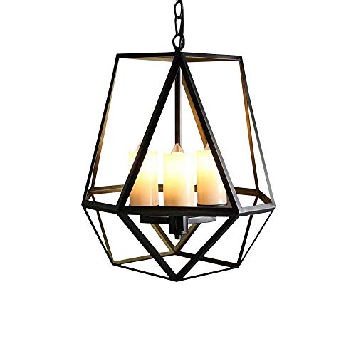 American Retro Wrought Iron Candlestick Chandelier Pendant Light Industrial Vintage Heavy Cage Iron 3-Light LOFT Style Hanging Lamp Ceiling Fixture for Coffee Shop Restaurant Bar beautiful scenery